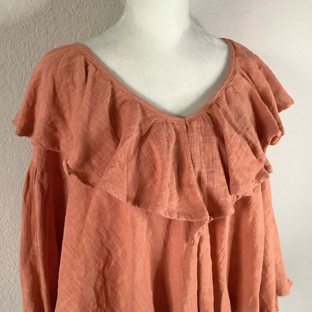 FREE PEOPLE Open Back Ruffle Top NEW Gauze S Boho Peasant Cottagecore Festival